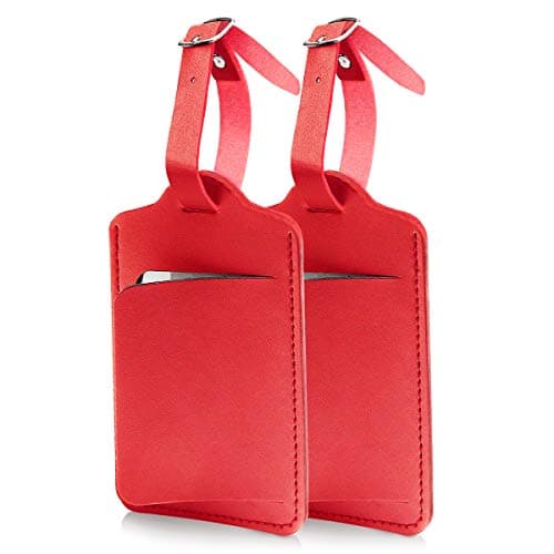 Image of flintronic Travel Luggage Tags, 2PCS Baggage Labels, Suitcase ID Tags, Handbag Tag Labels, Luggage Suitcases Tags for Preventing Loss of Bags and Suitcases(Red)