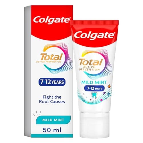 Image of Colgate Total Kids 7-12 Years Mild Mint Toothpaste 50ml - for new Permanent Teeth - Fights Root Causes² of Many Oral Health Problems - Sugar Acid Protection³ - Suitable for Braces