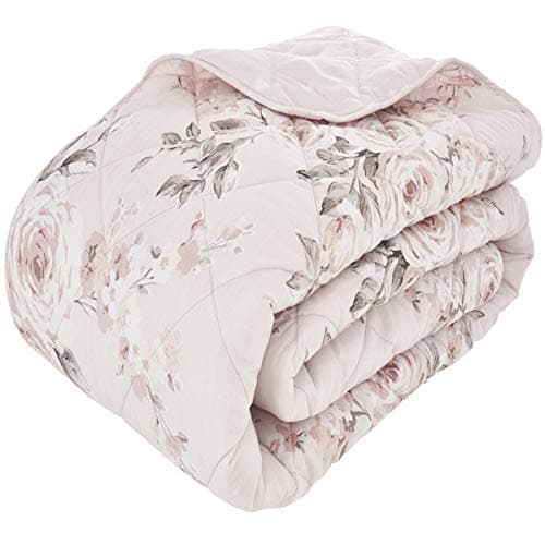 Image of Catherine Lansfield Canterbury Floral Reversible Quilted 220x230cm Bedspread Blush Pink