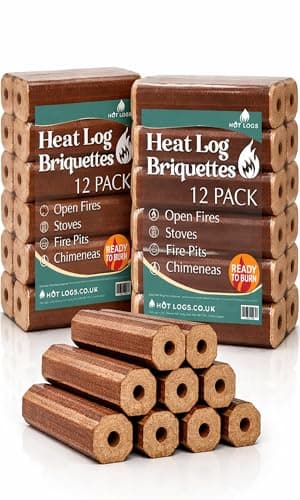Image of 24 High Energy Hot A1 Compressed Firewood Logs (2x12)10kg Hot Burning Briquettes for Open fires, charcoal & kiln dried log, Wood Stoves, BBQ's, Log Burners, Camping Fires, Fire Pits (2x10kg Pack)