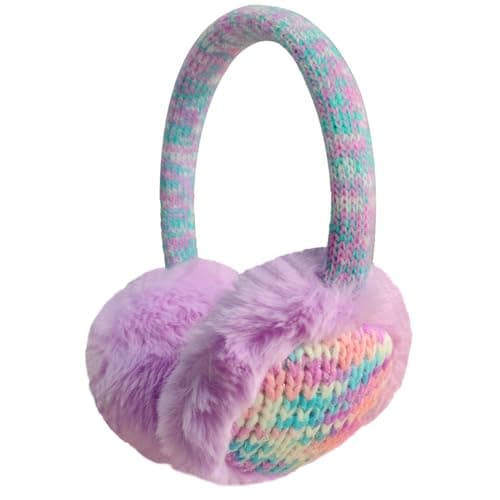 Image of IHCEMIH Ear Muffs Girls Women Earmuffs Fluffy Plush Adjustable Knitted Earmuff Winter Accessories Soft Ears Warmers Running Skiing Ear Covers Protectors from Wind Cold Outdoor Gift for Children Purple
