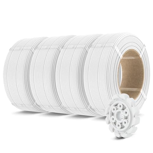 Image of SUNLU 500g PLA+2.0 3D Printer Filament Refill, High Toughness PLA+ Filament Bundle, No-Spool 3D Filaments Refill 1.75mm for Reusable Spools Compatible with Bambu Lab 3D Printers, 0.5KG/Roll, White*4