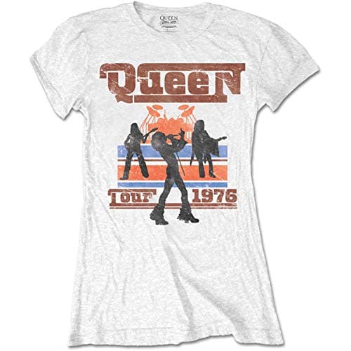 Image of Ladies Queen 1976 Tour Silhouettes Official Tee T-Shirt Womens Girls (XX-Large) White