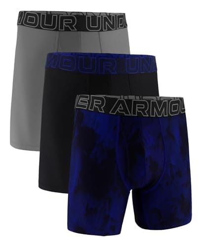 Image of Under Armour Men's Tech 6-inch Boxerjock 2-Pack Boxer Briefs, Royal Windstream Print, Pack of 3, 5XL