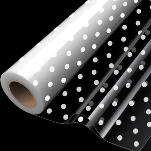 Image of Double Folded 20m×84cm White Dot Cellophane Wrapping Roll, Clear Cellophane Wrap Roll for Hampers, Food, Birthday Gifts, Flowers and Crafts Mother's Day Wrap