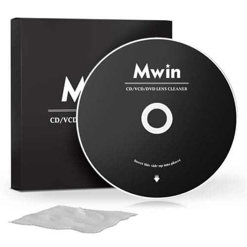 Image of Mwin CD Cleaner Disc for CD Player, Safe and Effective Laser Lens Cleaning Disc with Microfibre Cloth, Lens Cleaner Set for Car and Home CD/VCD/DVD Player