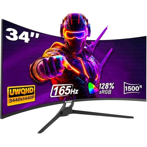 Image of Gawfolk 34 Inch Ultrawide Curved Gaming Monitor, 1500R PC Screen 165hz WQHD 3440x1440p 21:9 Monitor, Curved Computer Display with FreeSync,PIP/PBP,1ms(MPRT),Support HDMI 2.1, DP 1.4