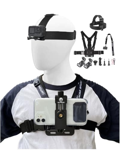 Image of Phone Chest Mount Head Strap Accessories Kit - POV Phone Holder for Vlogging Video Compatible With iPhone 17 16 Pro Max Plus 15 14 13 - Hands Free Body Camera Mount for Immersive Fishing Recording