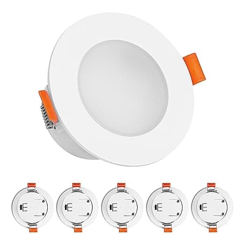Image of Eslas LED Downlights Ceiling 5W, IP65 Parallel Connection Recessed Ceiling Lights 3CCT Bathroom, Warm White 2700K Neutral White 4000K Cool White 6000K Selectable, 550Lm, Non-Dimmable, 6 Pack