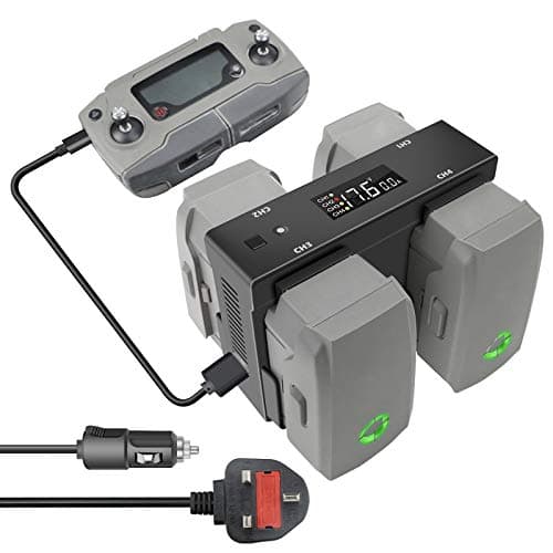 Image of LYONGTECH Battery Wall Charger & Car Charger for DJI Mavic 2 Pro/Zoom and Remote Controller,5 in 1 Rapid Charging Hub with Charging, Discharging and Storage