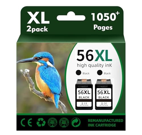 Image of 56XL Ink Cartridge Replacement for 56 Ink Compatibile with HP Deskjet 5850 5650 5150, Photosmart 7150 7260 7350 7960, PSC 2510 Printer Remanufactured Printer Ink Cartridge(2 Black)