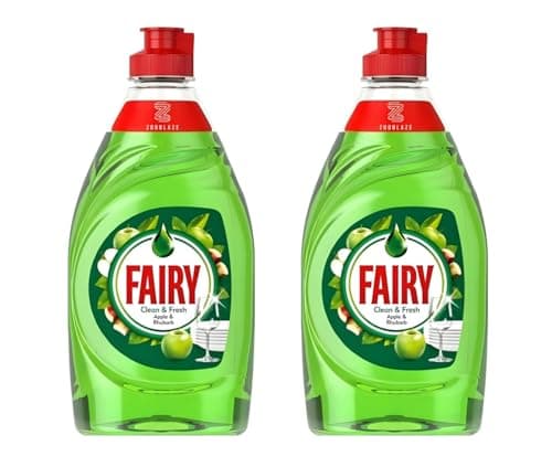 Image of Fairy Apple Washing Up Liquid Gel | Pack of 2 x 320ml (Total 640ml) | Concentrated Dishwashing Liquid | Tough on Grease, Residue-Free, Bleach-Free