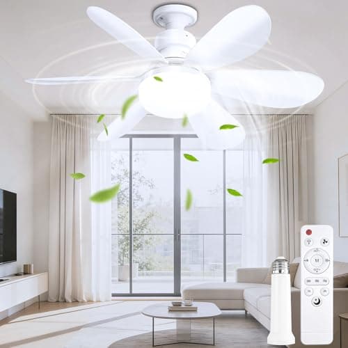 Image of echosari 52CM Ceiling Fans with Lights and Remote, 3 Speed LED Ceiling Fan Light with Emergency Protection Dimmable Timer 3000K-6500K Quiet Fan Lights for Living Room Bedroom