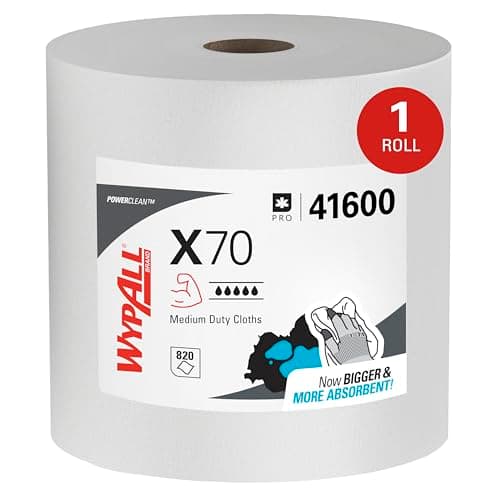 Image of WypAll X70 Reusable Cleaning Cloths - Jumbo Roll - 1 Roll x 820 White Wipers (820 Total), Model Nr. 8348