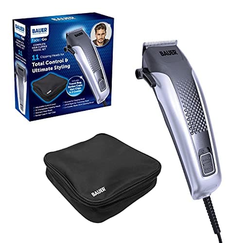 Image of Bauer Professional Hair Clipper and Grooming Kits for Men/High Precision and Adjustable Lengths/Stainless Steel Blades/Accessories Included (Hair Clipper Travel Set)