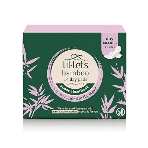 Image of Lil-Lets Bamboo Day Pads X 14, Unscented Day Pads with Normal Absorbency, with Wings, Plant Based Materials, Contains Sustainable Bamboo, Light to Medium Flow
