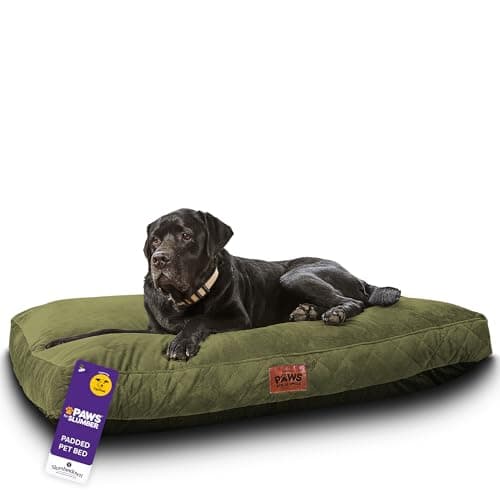 Image of Slumberdown Luxury Padded XL Dog Bed (90 * 120 * 20cm) - Supportive, Cushioned & Washable Crate Mattress for Puppies, Dogs & Cats | Orthopedic, UK-Made, Non-Slip Base, Green