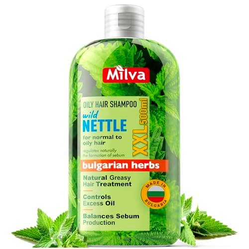 Image of Milva Nettle Shampoo for Oily Hair - 500 ml Natural Balancing Shampoo for Greasy Hair and Roots - Degrease Treatment for Oily Scalp - Cleansing, Control Sebum, Oil Reducing, Add Volume and Shine