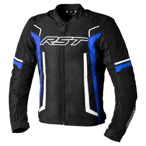 Image of RST Pilot Evo Mens Textile Jacket Motorcycle Motorbike Biker Rider Sports Racing CE Approved Jacket (Black/Blue/White,40)