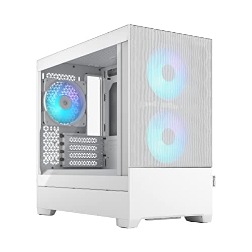 Image of Fractal Design Pop Mini Air RGB White Core - Tempered Glass Clear Tint - Honeycomb Mesh Front – TG side panel - Three 120 mm Aspect 12 RGB fans included – mATX High Airflow PC Gaming Case
