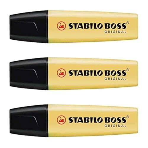 Image of STABILO Boss Original Highlighters Pastel Tip 2-5 mm Pastel Yellow Pack of 3