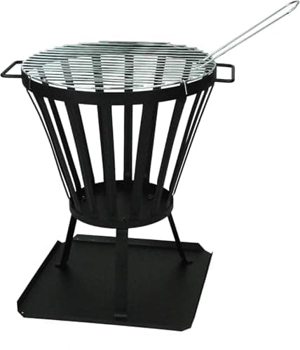 Image of Simpa Camelot Brazier Style Fire Pit – Outdoor Garden & Patio Steel Firepit Bowl for Wood & Charcoal Burning