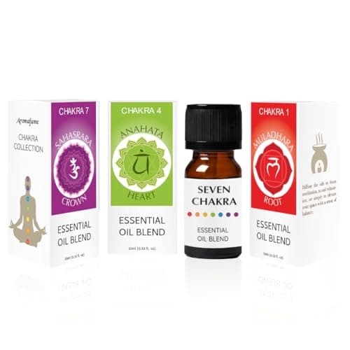 Image of Crown Chakra, Heart Chakra, Root Chakra Essential Oil Diffuser Blends by Aromafume | 3 x 10ml/0.33 fl oz| Aromatherapy Oils for Chakra Balance | Chakra Incense for Meditation, Yoga, Reiki