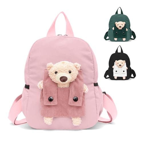 Image of Aucuu Cute Bear Small Toddler School Bag, Kids Backpack, Toddler Backpack for Boys Girls, Cartoon Preschool Kindergarten Elementary Rucksack, Mini Children Backpack for School & Travel (S)