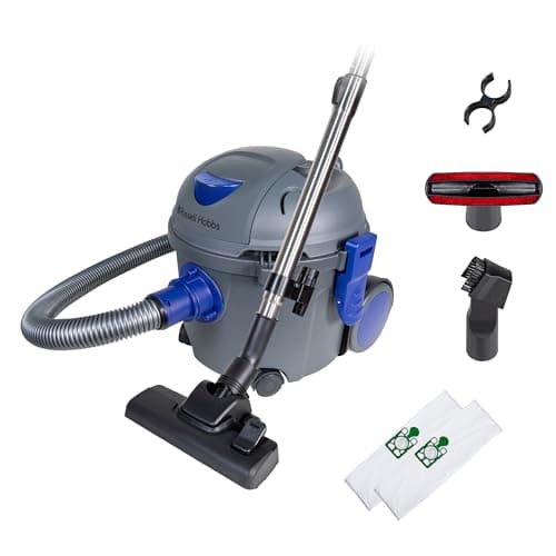 Image of Russell Hobbs Tidy Tub Vacuum Cleaner Powerful 800W Motor Extra-long 10m Cord HEPA Filter with Crevice and Brush Tool, Includes 2 x Vacuum Bags 2 Year Guarantee, RHTV2001
