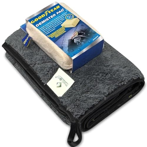 Image of Towelogy X02 Car Demister Pad Dual Microfibre Chamois De Mist Windscreen Sponge For Interior Window Screen Fog Cloth Eco Green/Set of 2 (Yellow)