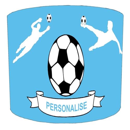 Image of Personalised Light Blue Football Soccer Lampshade in 3 Sizes for Ceiling Light Shade Pendant or Table Lamp Read Description