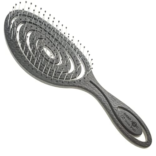 Image of Head Jog 08 Paddle Brush Flexible Soft Needle Bristle, Detangling Wet or Dry Hair. Soft Brushing Hair Brush. Detangling Brush Curly and Wavy.(Monochrome Collection Graphite)
