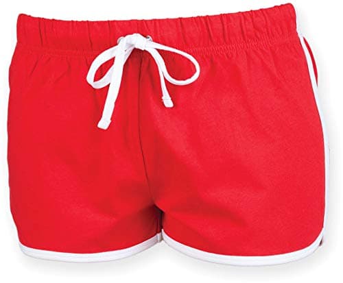 Image of Skinni Fit Womens/Ladies Retro Training / Fitness Sports Shorts (S) (Red/ White)