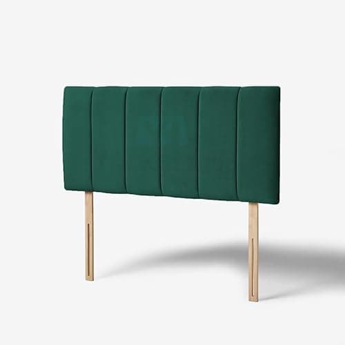 Image of YORKSHIRE HOMEWARE Padded Lined Headboard | Lined Headboards in Plush Velvet Fabric | Bed Bedroom Decor Hotel Furniture (Green, 4ft 6inch Double)
