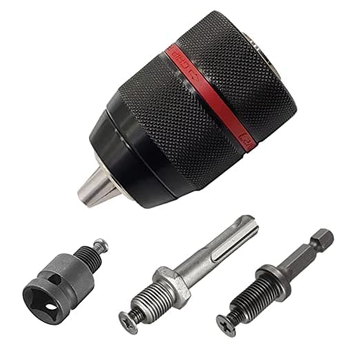 Image of Saipor 1.5-13mm Quick Change Keyless Chuck Self-Tighten 1/2"-20UNF Thread Hand Drill Chuck Converter Quick Change Adapter for Impact Drivers