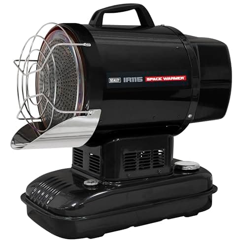 Image of Sealey Infrared Space Heater Kerosene/Diesel Heater 51,000Btu/hr Space Warmer - IR115, Black