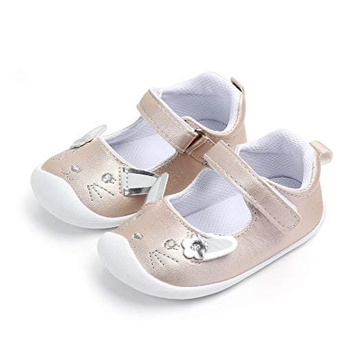 Image of LACOFIA Baby Girls First Walking Shoes Infant Mary Jane Shoes Toddler Anti-Slip Sole Trainers Gold 5