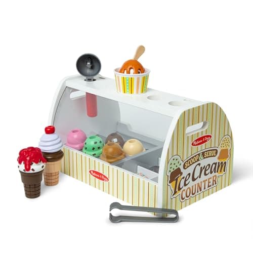 Image of Melissa & Doug Wooden Ice Cream Toy Shop | Role Play Set for Kids | Age 3+