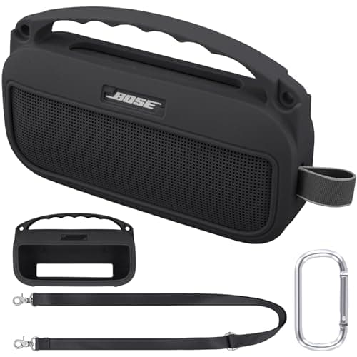 Image of co2CREA Case Silicone for Bose SoundLink Flex (2nd Gen) Bluetooth Portable Speaker, Portable Ultra-light Protective Sleeve with Carabiner and Shoulder Strap (Speaker and Accessories not Included)