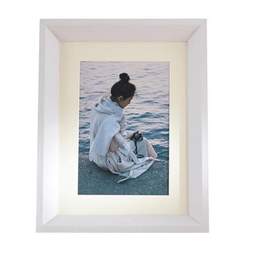 Image of marysgift Small Picture Frames White Picture Frame Rustic Free Standing Photo Frame Decoration for Home Outdoor (White, 5x3.5)