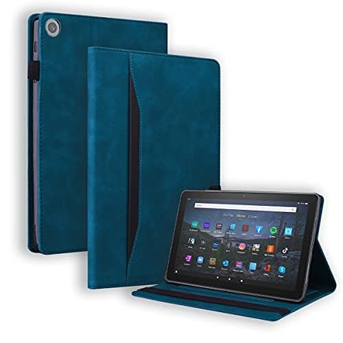 Image of LMFULM® Case for Amazon Kindle Fire HD 8 2016/2017/ 2018 (8.0 Inch) PU Leather Case Protective Shell Smart Case with Sleep/Wake Stand Case Flip Cover Wallet Style Blue