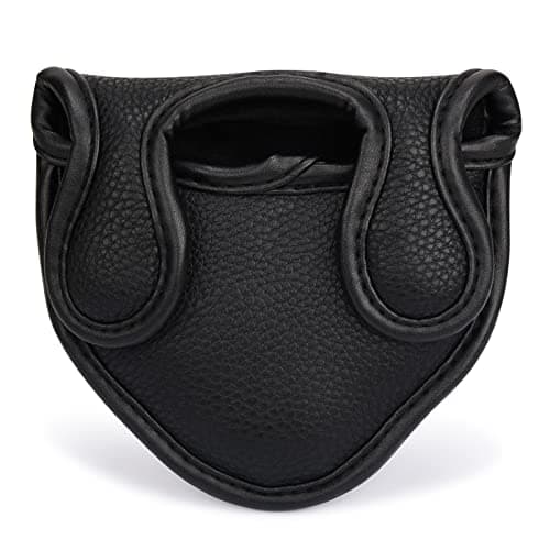 Image of Big Teeth Golf Mallet Putter Headcover Magnetic Fits Odyssey 2-Ball Series Club PU Leather Black