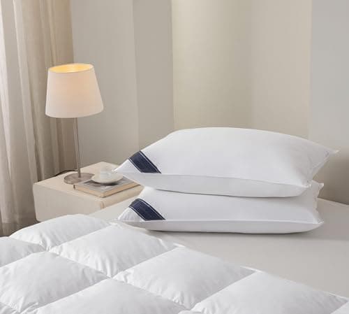 Image of Littens Luxury European Continental 40cm x 80cm White Duck Feather & Down Pair Pillows 230TC 100% Cotton Casing, Down Proof (16" x 32")