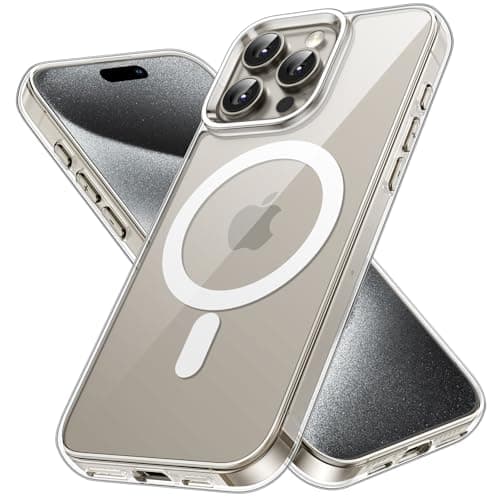 Image of JETech Magnetic Case for iPhone 15 Pro Max 6.7-Inch Compatible with MagSafe Wireless Charging, Shockproof Phone Bumper Cover, Anti-Scratch Clear Back (Clear)