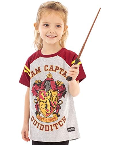 Image of Harry Potter T-Shirt Quidditch Team Captain Girl's Raglan Kids Grey Top 11-12 Years