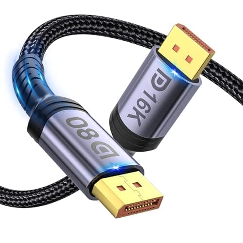 Image of Etseinri 80Gbps DisplayPort Cable 2.1 2M, VESA Certified DisplayPort 2.1 Cable 16K@60Hz 8K@240Hz 4K@540Hz 360Hz 240Hz HDR HDCP2.3 FreeSync G-Sync Display Gaming Monitors Graphics Cards RTX 5090 HDTV