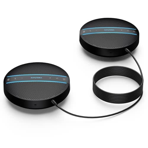 Image of Kaysuda Bluetooth Conference Speakerphone SP300KIT 2pk Bundle, up to 16 Attendees, 18H Call Time, 360°Voice Pick-up 2x6 AI Echo & Noise Canceling Microphones, Daisy Chain