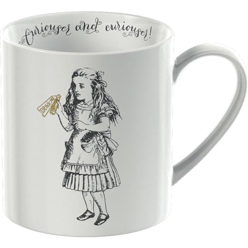 Image of V&A C000048 Alice in Wonderland Mug in Gift Box, 'Alice' Design, Fine China, White, 350 ml