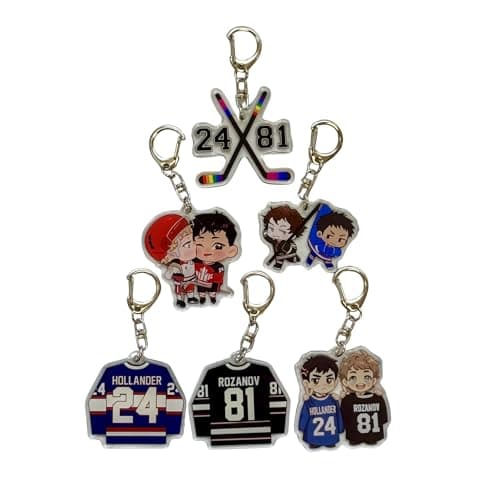 Image of Heated Rivalry Acrylic Keychain | Hockey Jersey Keychain | Funny Hockey Fan Gift | Romance Fan Acrylic Keychain | Team Hollander 24 or Rozanov 81 (Rivalry)