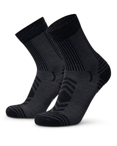 Image of DANISH ENDURANCE Walking Socks Merino Wool Lightweight, Anti Blister Hiking Socks, Breathable Summer Trekking Socks, for Men & Women, Unisex, Black, 9-12